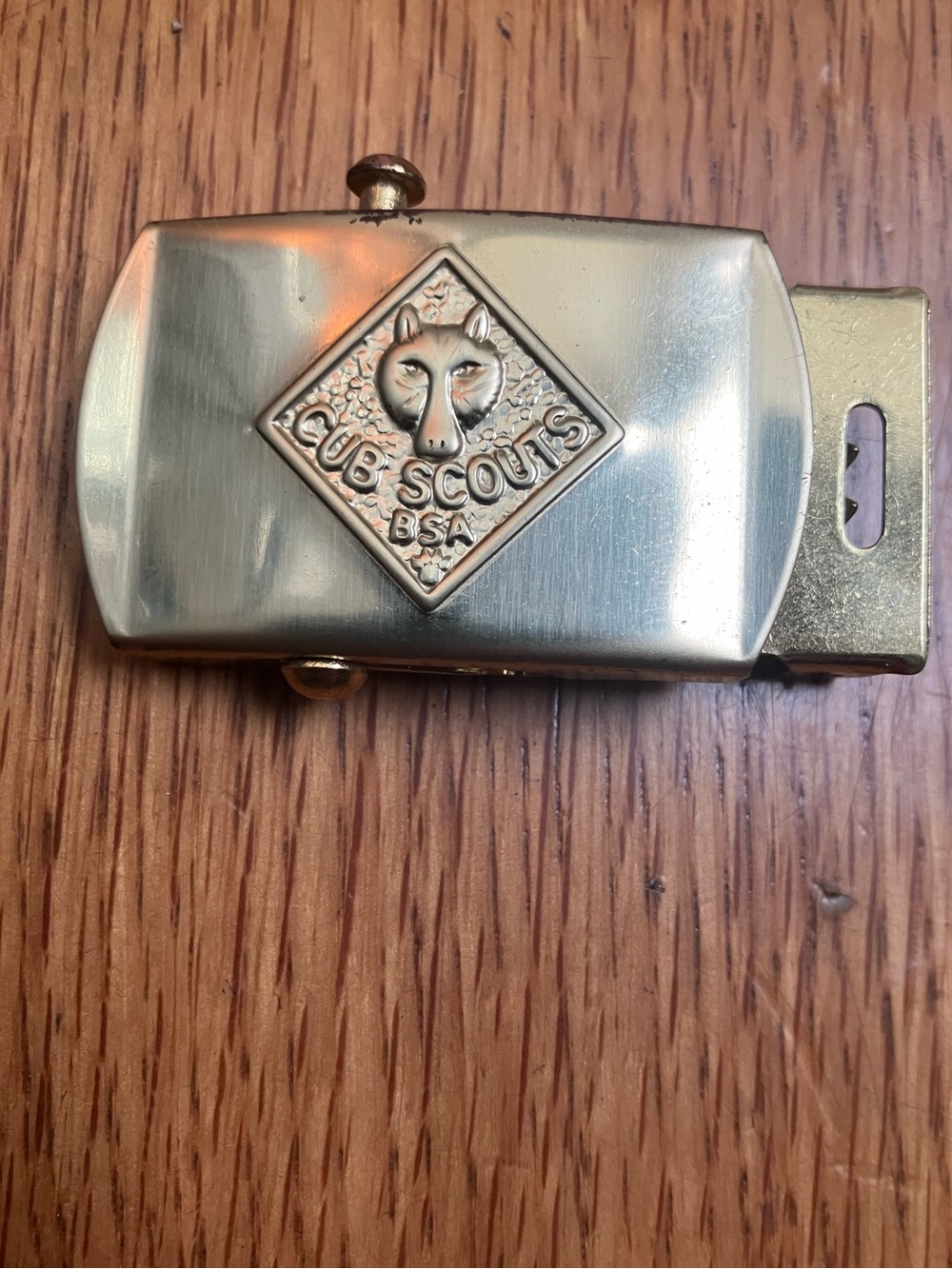 Cub Scouts BSA Brass Belt Buckle Solid Brass Mark Boy Scouts of America Used